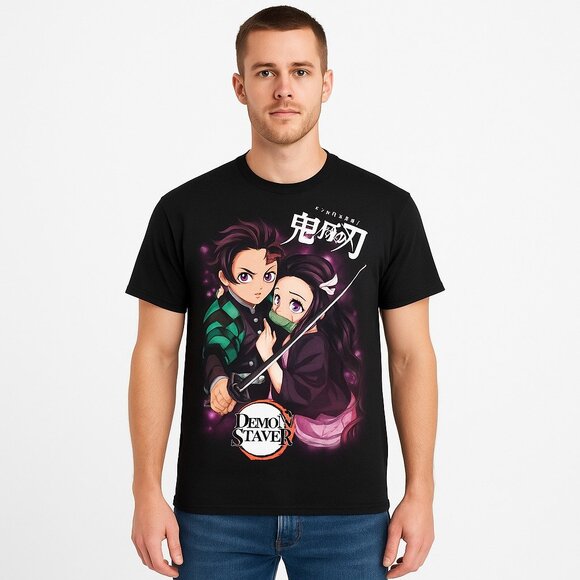 alstyle unisex black demon slayer kimetsu no yaiba short sleeve tshirt size M - Picture 1 of 4